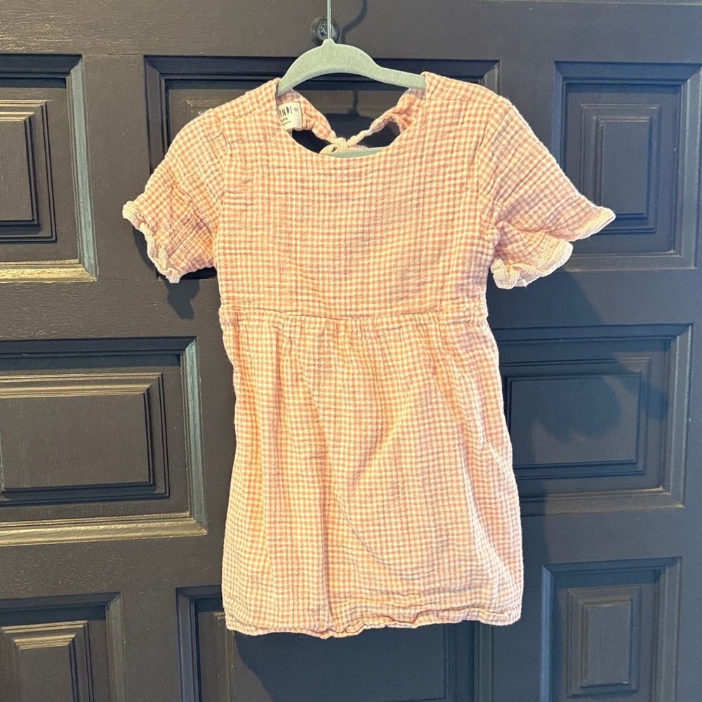 Charming Pink Checkered Kids Casual Dress